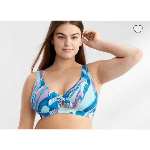 New Birdsong Tie Front Bikini Top Tide Pool 40H - Picture 9 of 9